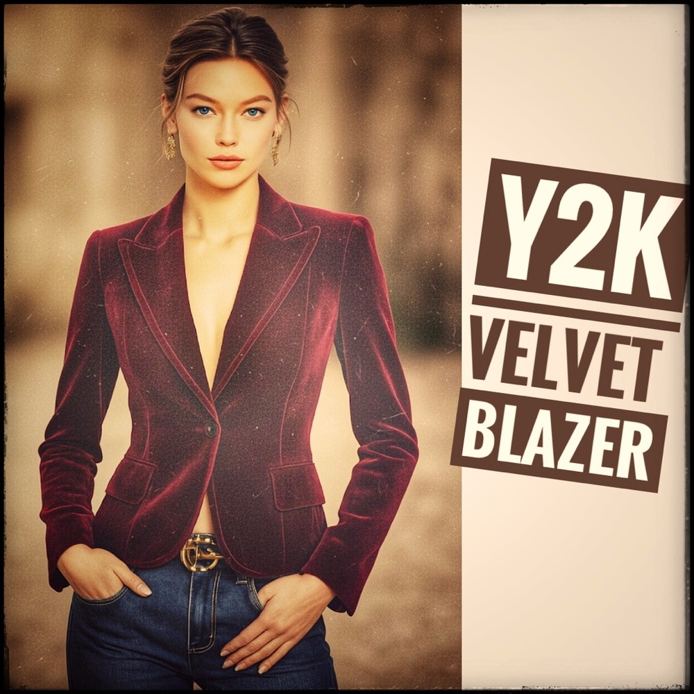 Vintage Y2K Made In Spain Velvet Fitted One Button Blazer By Jean Basic - Picture 16 of 16